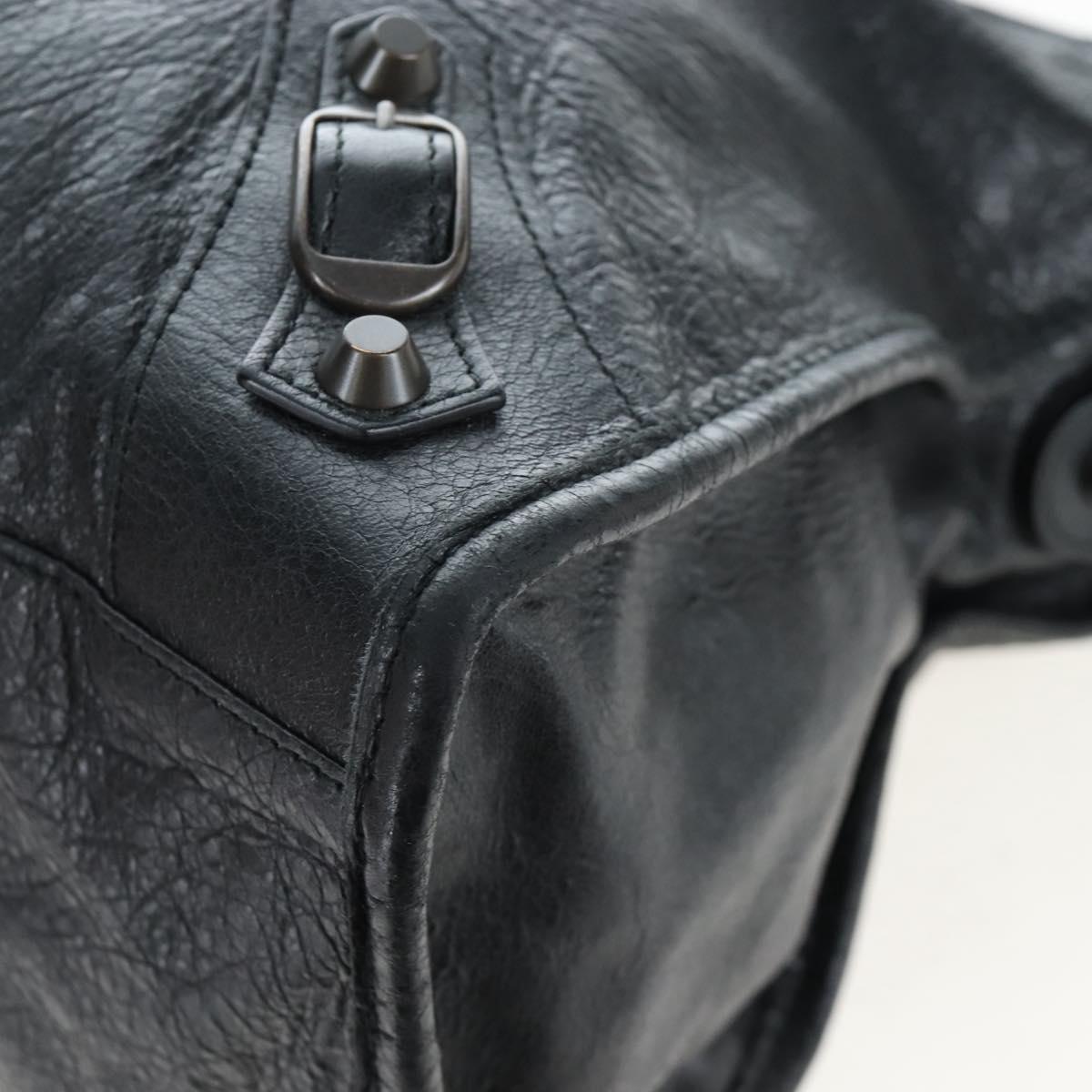 Balenciaga The City Hand Bag Leather Black 115748 Auth am12678SAM