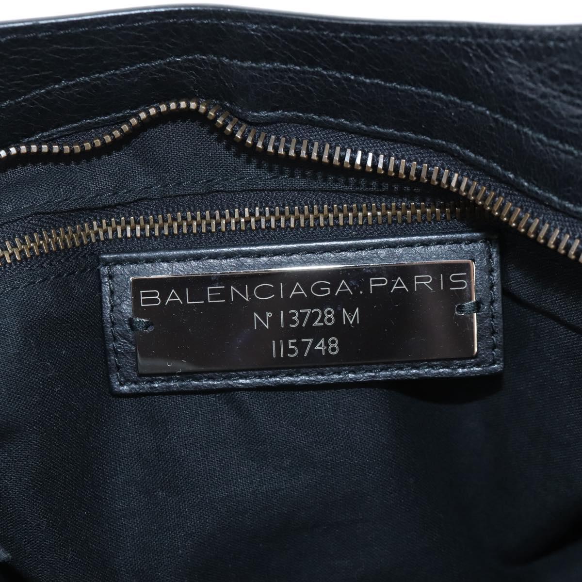 Balenciaga The City Hand Bag Leather Black 115748 Auth am12678SAM