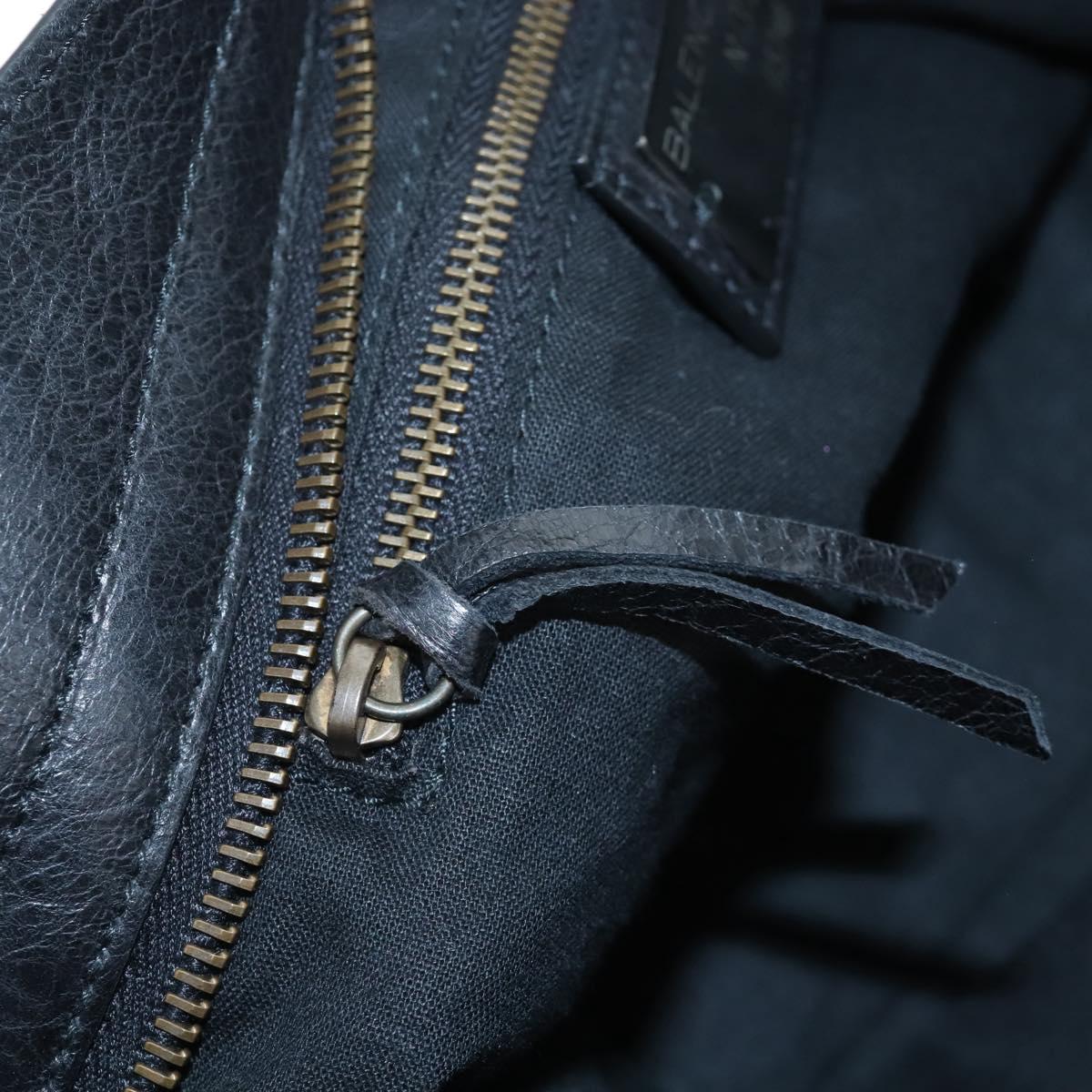Balenciaga The City Hand Bag Leather Black 115748 Auth am12678SAM