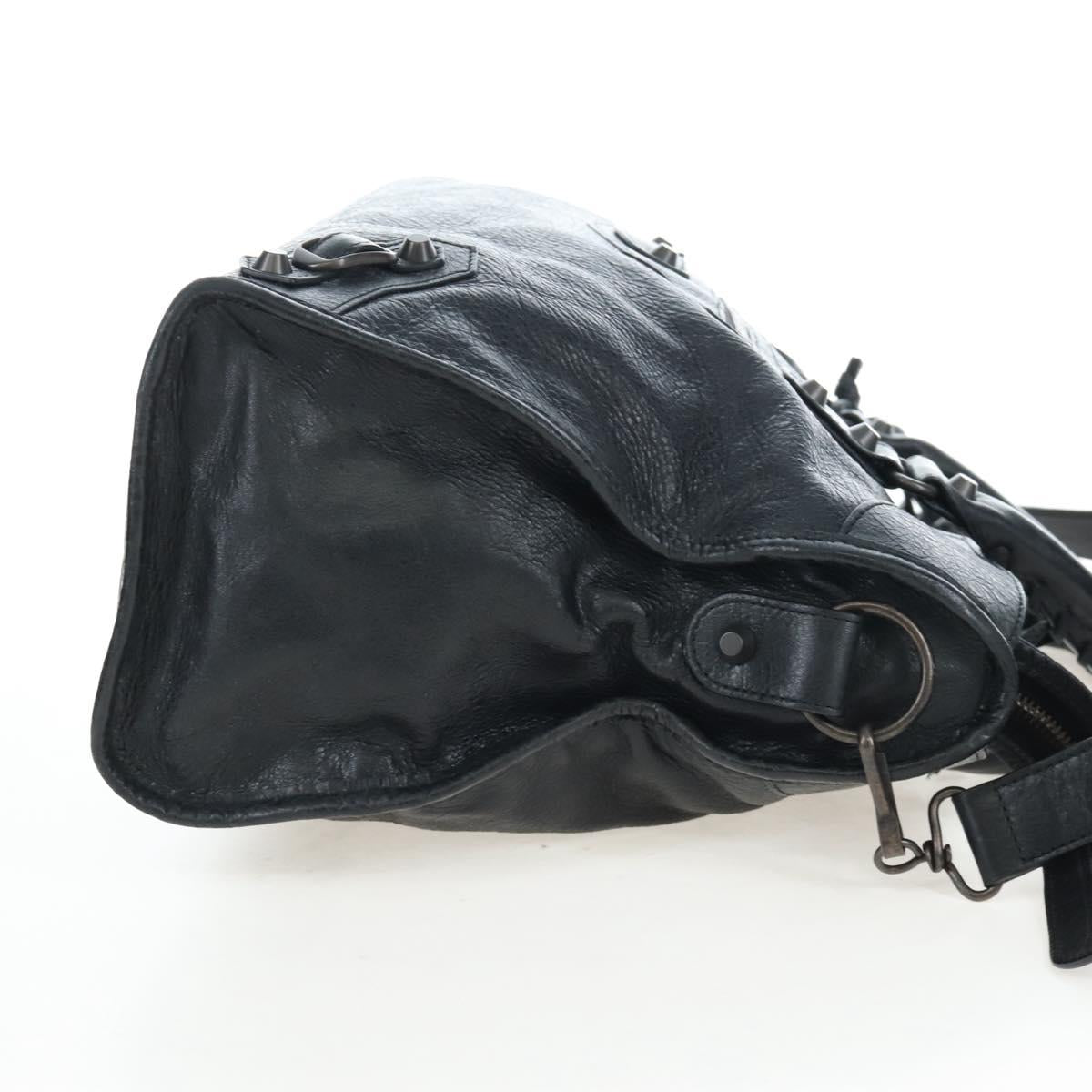 Balenciaga The City Hand Bag Leather Black 115748 Auth am12678SAM