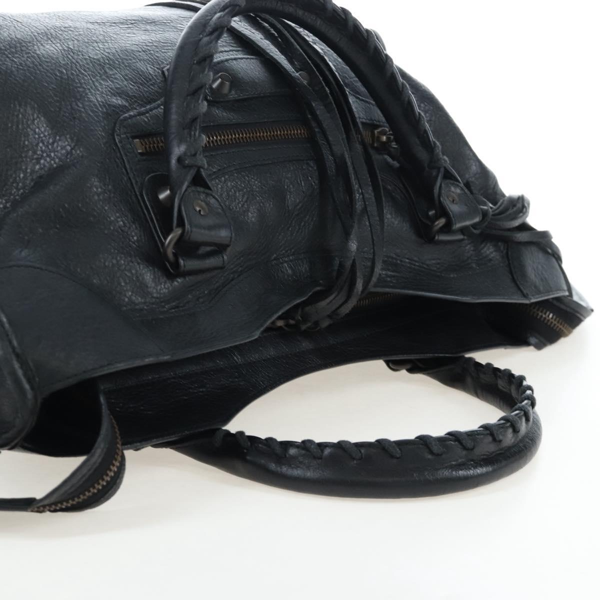 Balenciaga The City Hand Bag Leather Black 115748 Auth am12678SAM