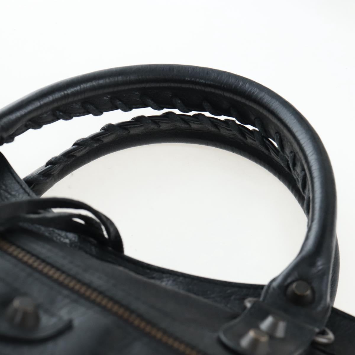 Balenciaga The City Hand Bag Leather Black 115748 Auth am12678SAM