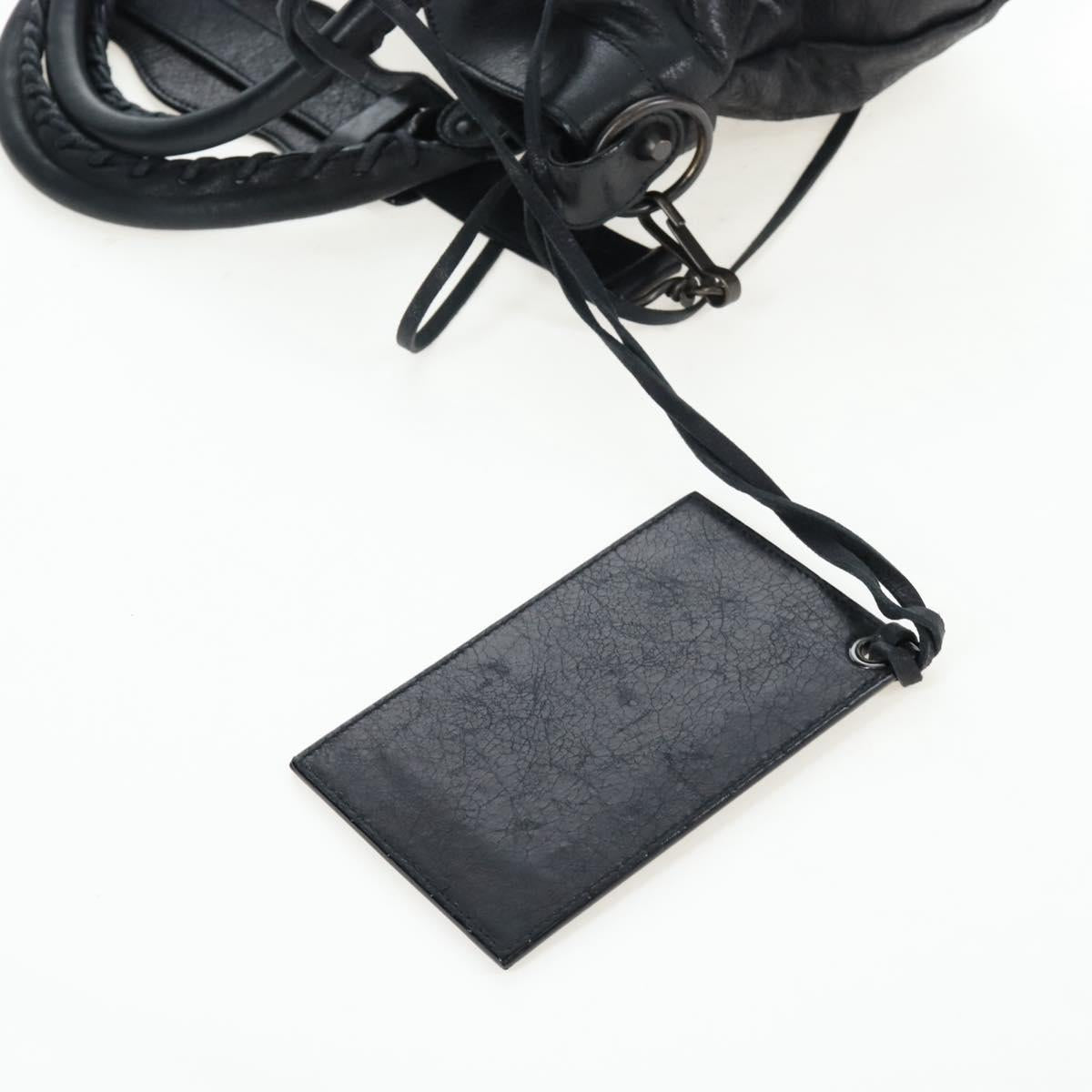 Balenciaga The First Hand Bag Leather 2way Black 103208 Auth am12679V