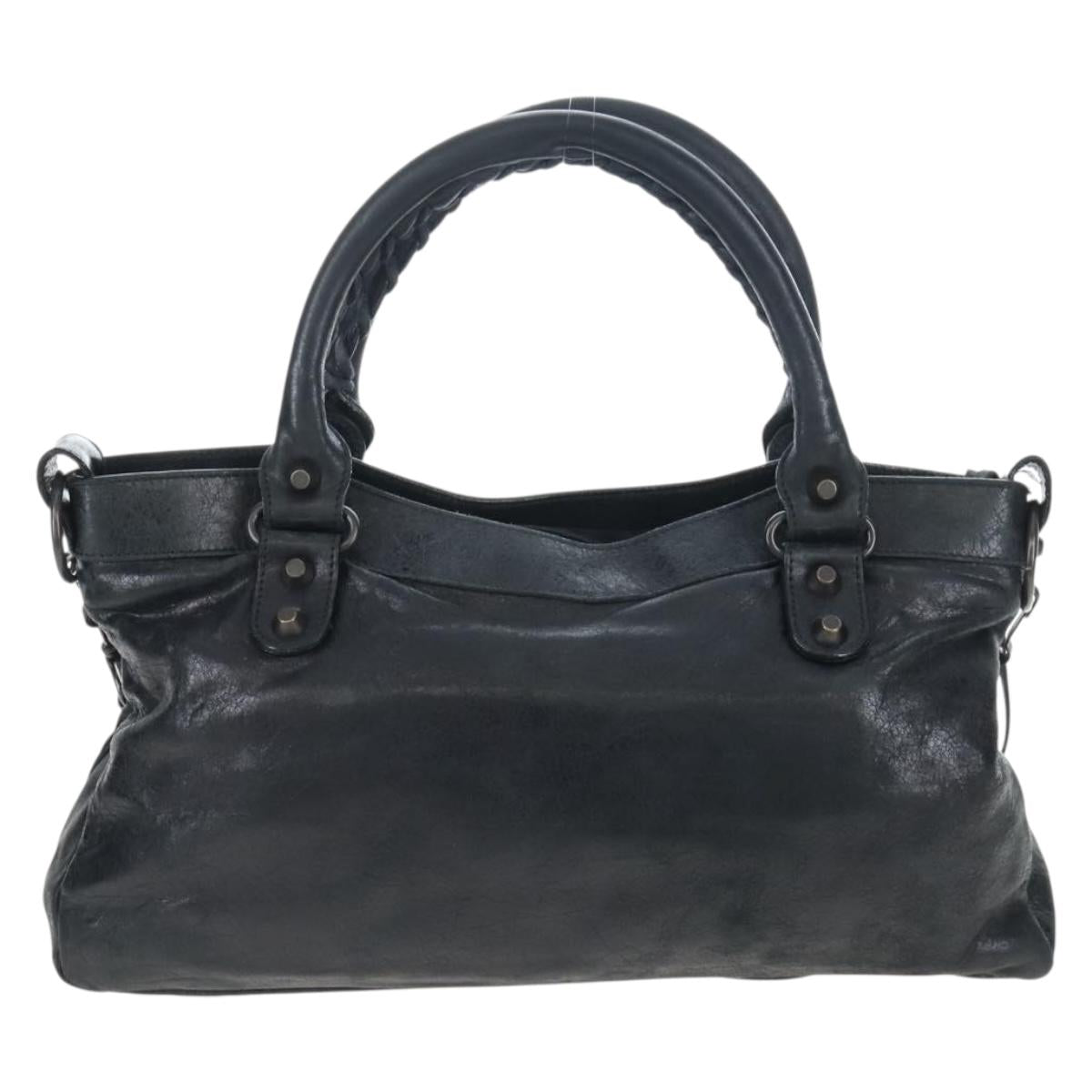 Balenciaga The First Hand Bag Leather 2way Black 103208 Auth am12679V