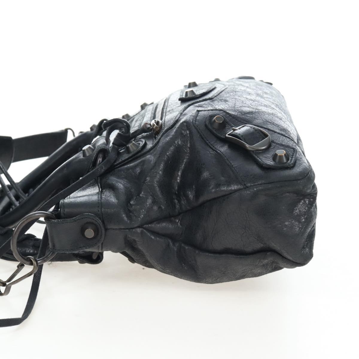 Balenciaga The First Hand Bag Leather 2way Black 103208 Auth am12679V