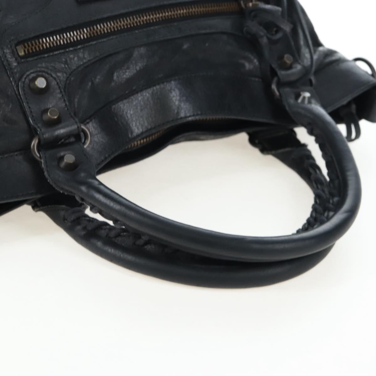 Balenciaga The First Hand Bag Leather 2way Black 103208 Auth am12679V