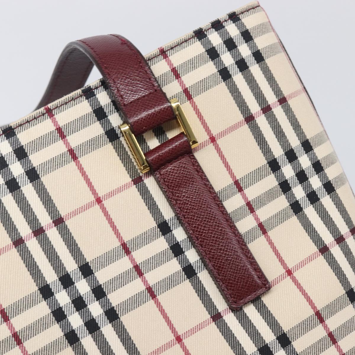 BURBERRY Nova Check Tote Bag Canvas Beige Gold Auth am12680V
