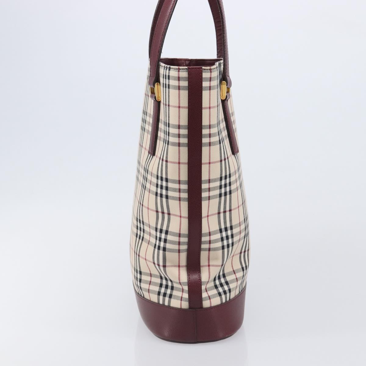BURBERRY Nova Check Tote Bag Canvas Beige Gold Auth am12680V