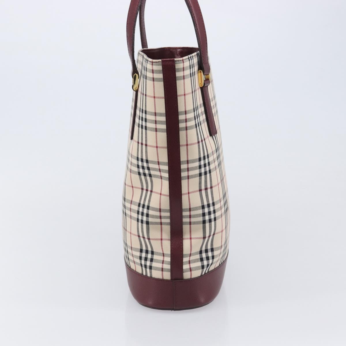BURBERRY Nova Check Tote Bag Canvas Beige Gold Auth am12680V