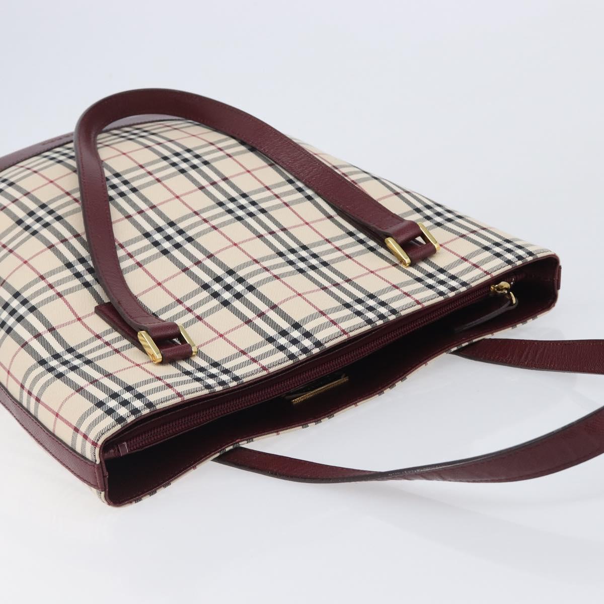 BURBERRY Nova Check Tote Bag Canvas Beige Gold Auth am12680V