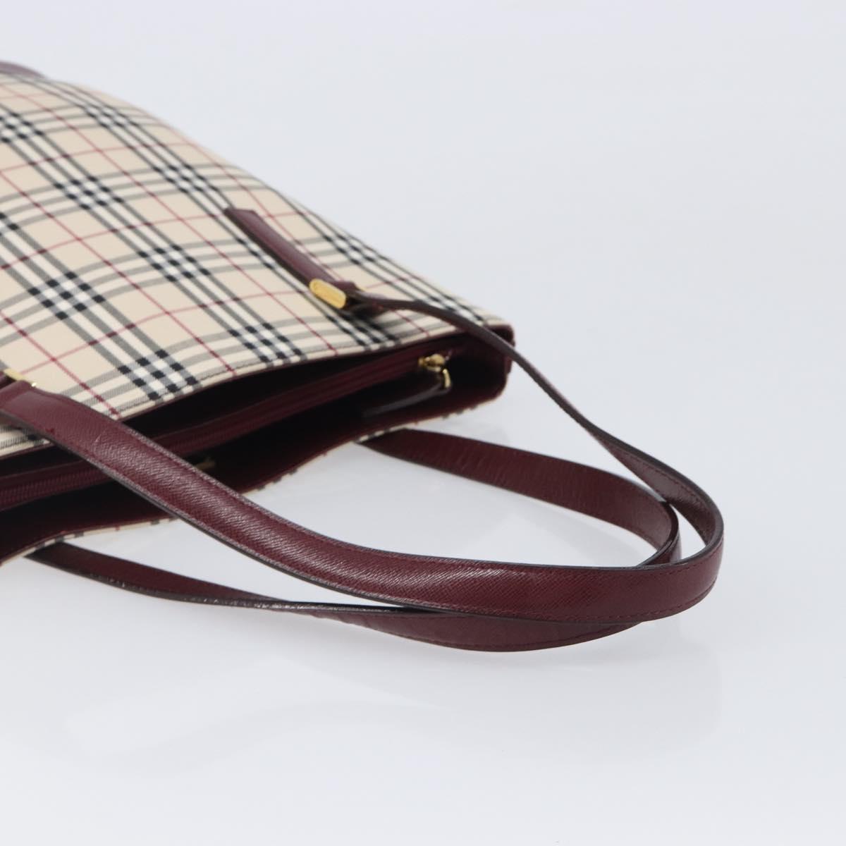 BURBERRY Nova Check Tote Bag Canvas Beige Gold Auth am12680V