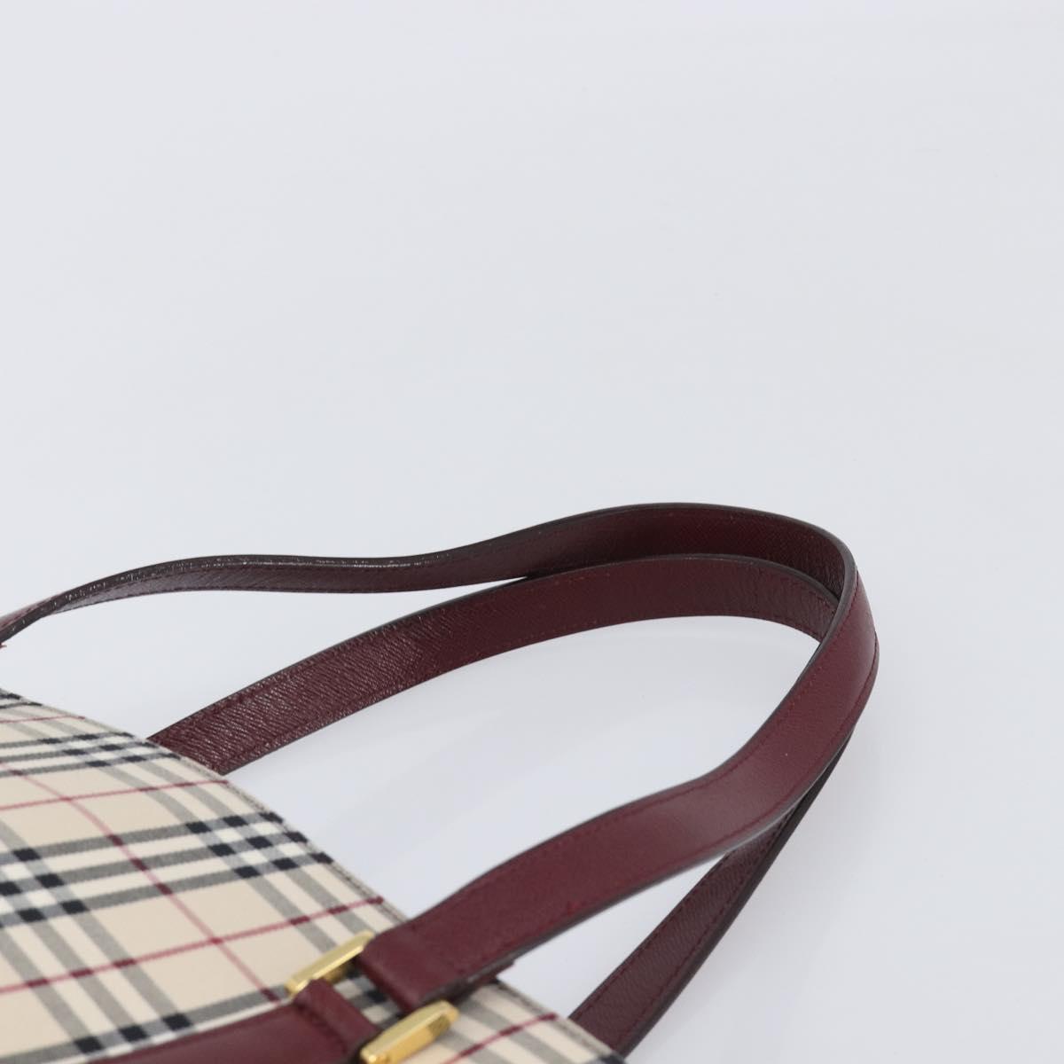 BURBERRY Nova Check Tote Bag Canvas Beige Gold Auth am12680V