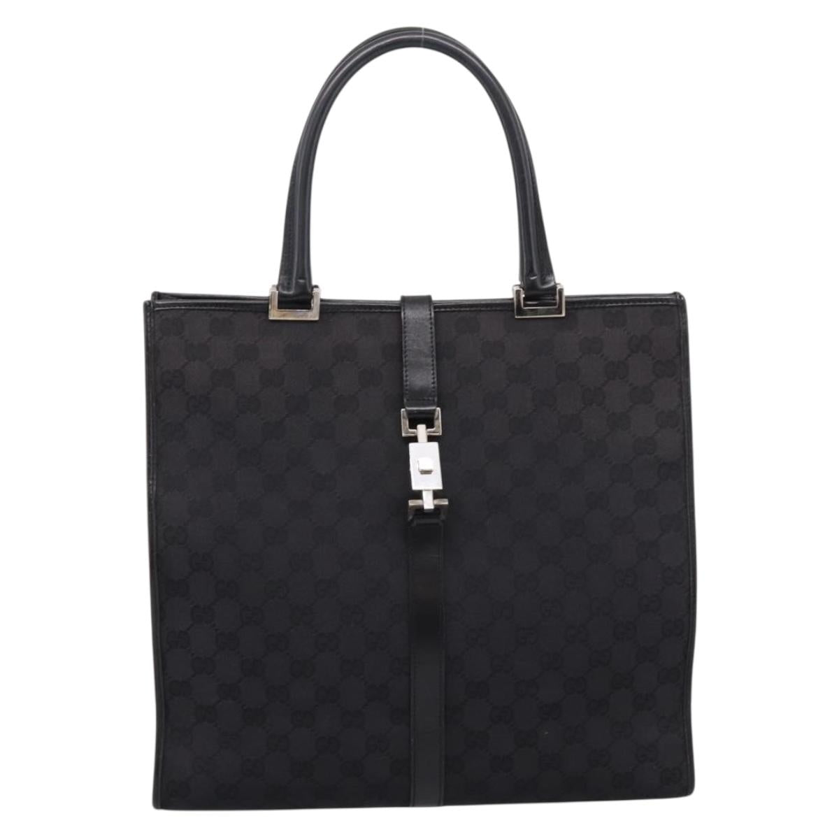 GUCCI GG Canvas Tote Bag Black Silver 002 1064 Auth am12702A