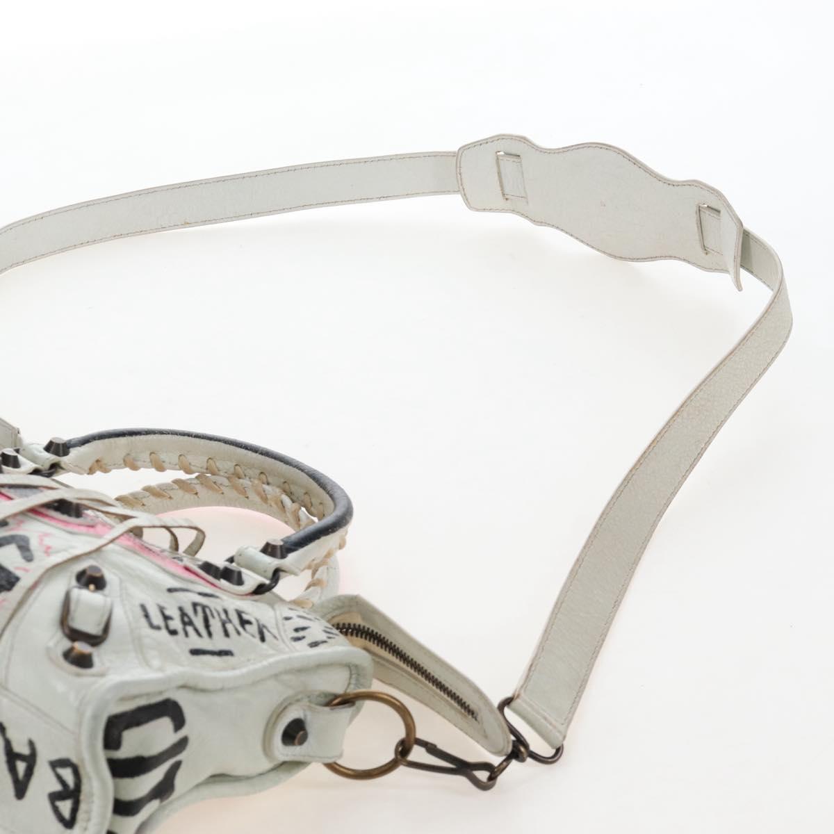Balenciaga Graffiti The City Mini Bag Leather 2way White 300295 Auth am12706V