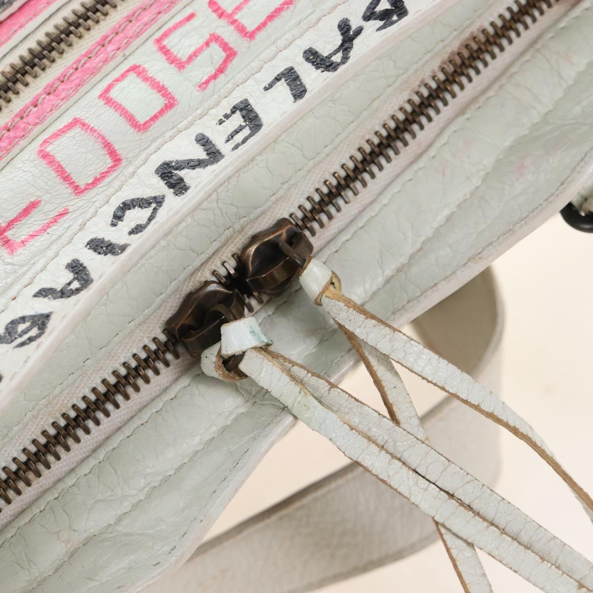 Balenciaga Graffiti The City Mini Bag Leather 2way White 300295 Auth am12706V