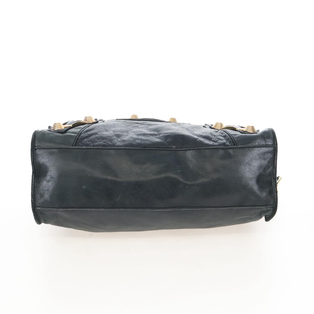 Balenciaga The Giant City Hand Bag Leather 2way Black Gold 173084 Auth am12719V