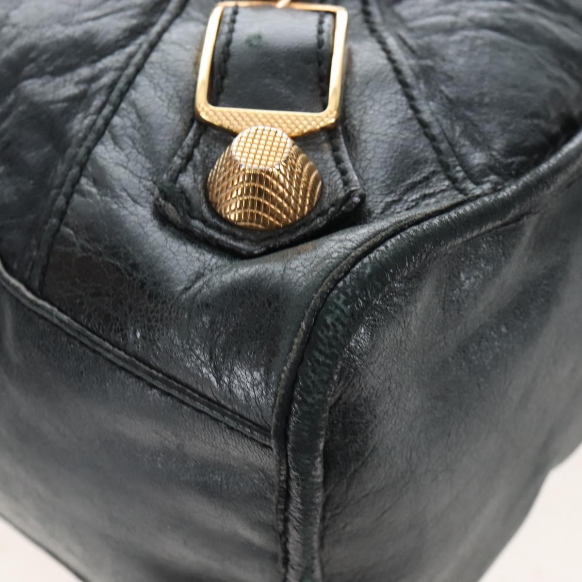 Balenciaga The Giant City Hand Bag Leather 2way Black Gold 173084 Auth am12719V