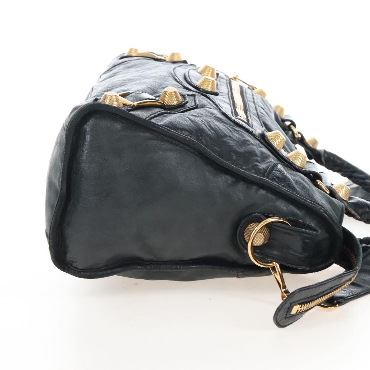 Balenciaga The Giant City Hand Bag Leather 2way Black Gold 173084 Auth am12719V