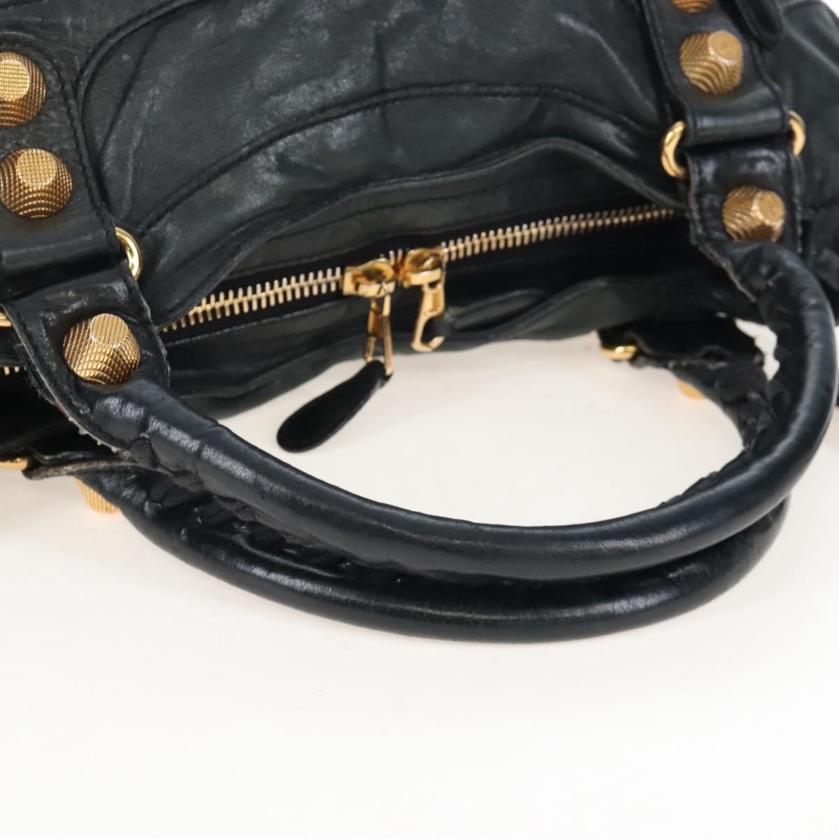 Balenciaga The Giant City Hand Bag Leather 2way Black Gold 173084 Auth am12719V