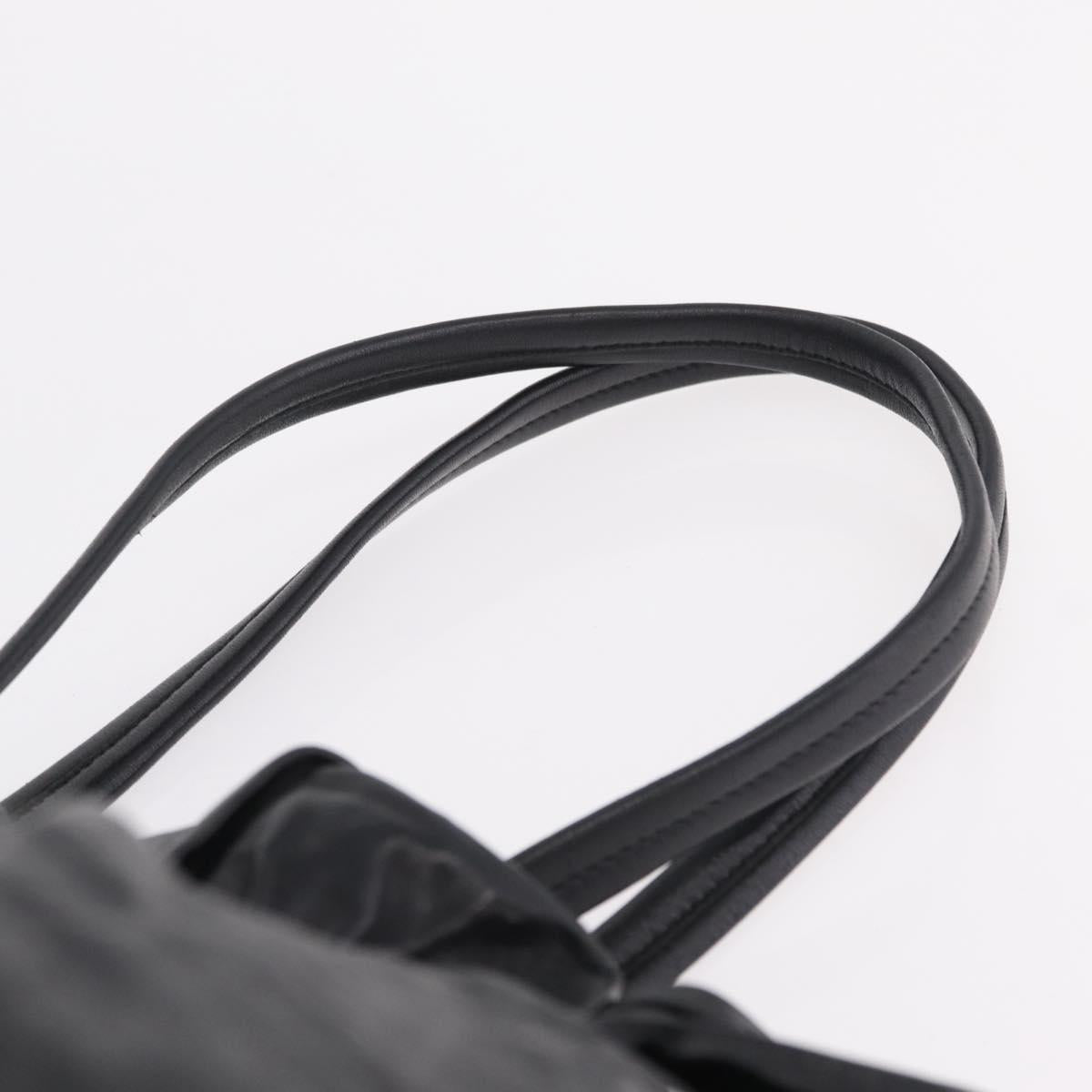 PRADA Side Ribbon Tote Bag Leather Black Gold Auth am12722V