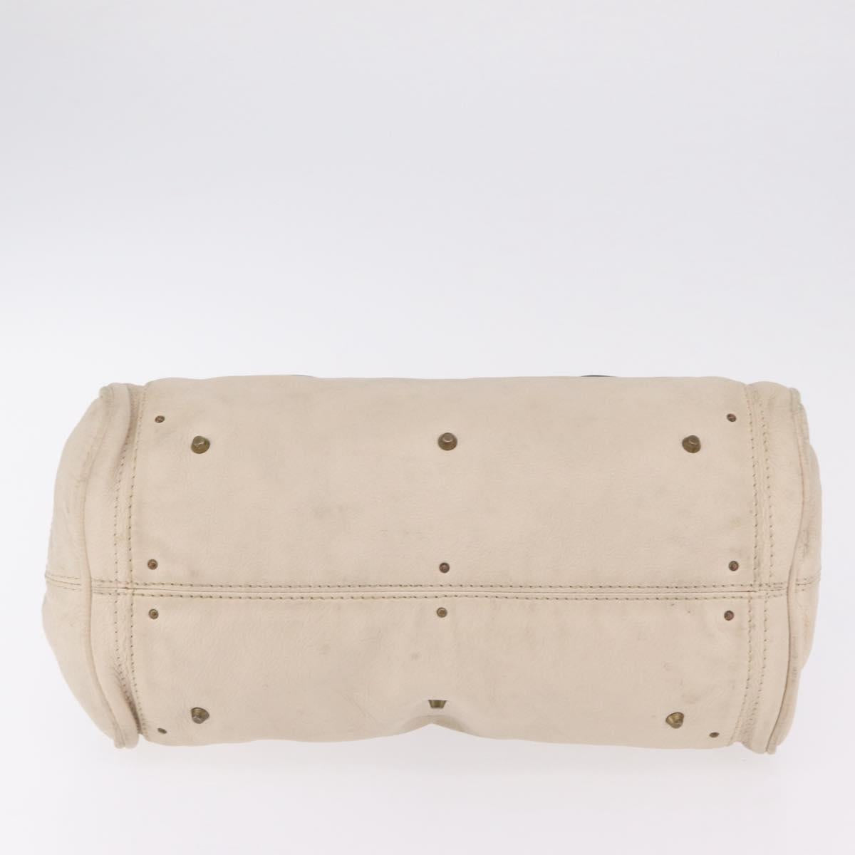 Chloe Paddington Hand Bag Leather Ivory Gold Silver Auth am12724V