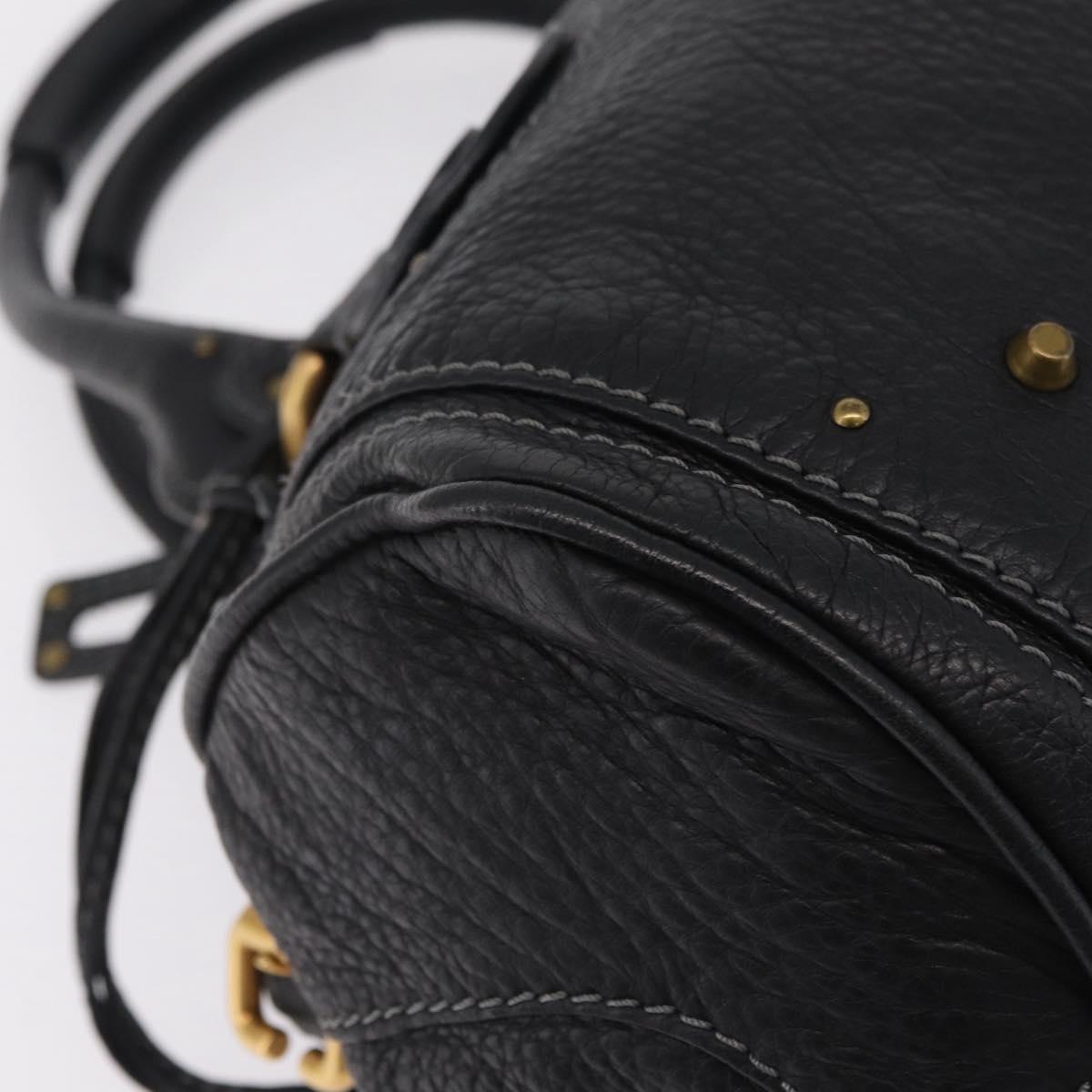Chloe Paddington Hand Bag Leather Black Gold Silver Auth am12725V
