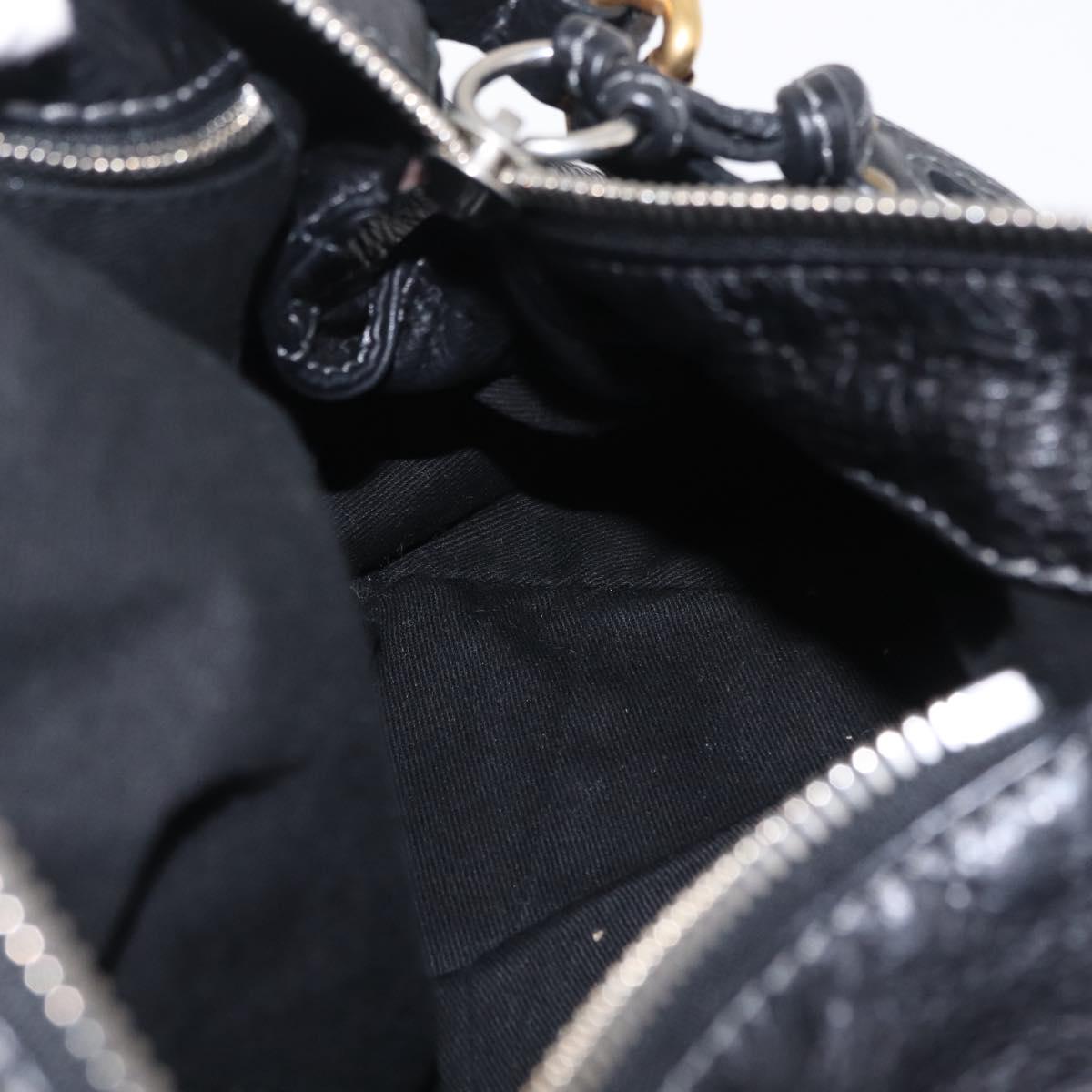 Chloe Paddington Hand Bag Leather Black Gold Silver Auth am12725V