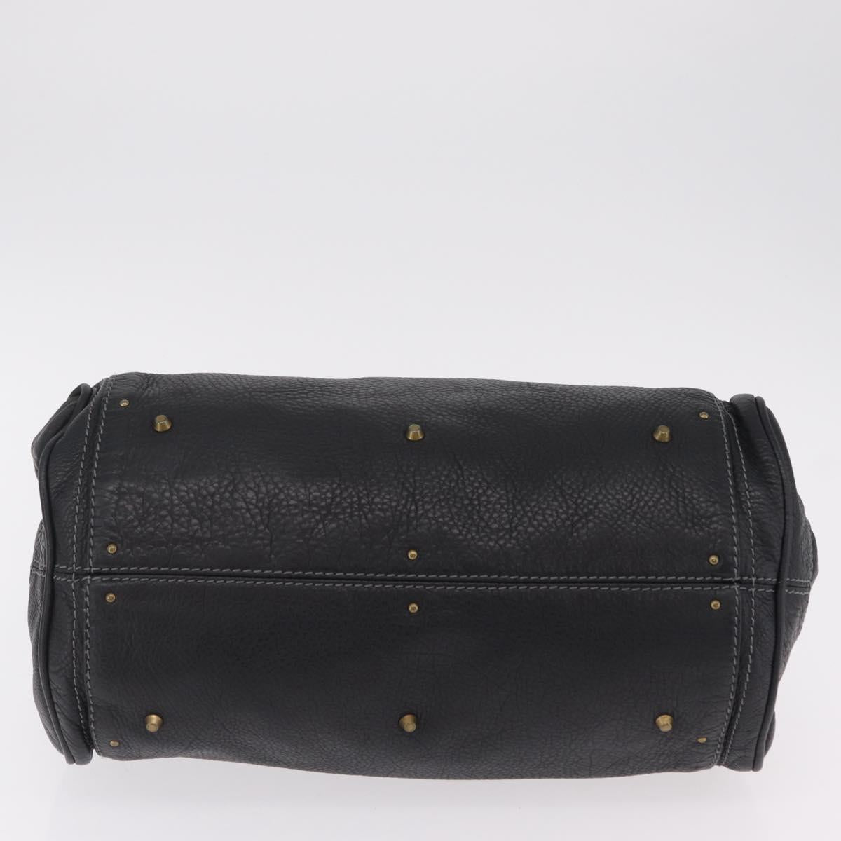 Chloe Paddington Hand Bag Leather Black Gold Silver Auth am12725V