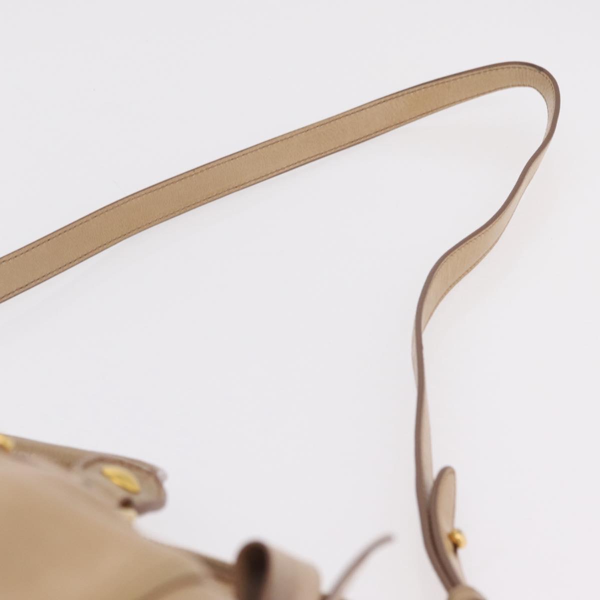 Miu Miu Side Ribbon Hand Bag Leather 2way Beige Gold Auth am12729V