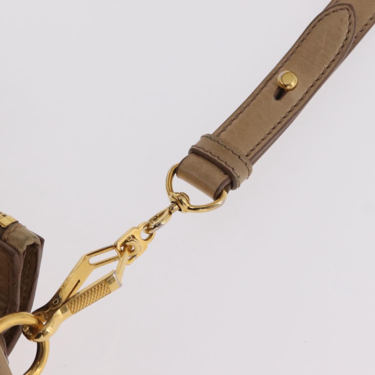 Miu Miu Side Ribbon Hand Bag Leather 2way Beige Gold Auth am12729V