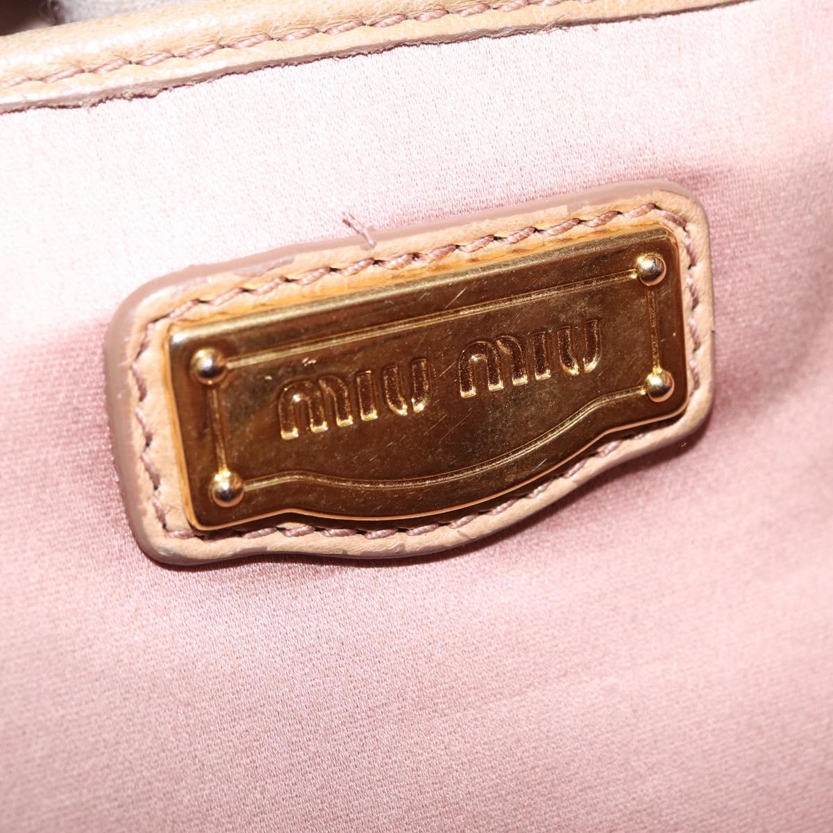 Miu Miu Side Ribbon Hand Bag Leather 2way Beige Gold Auth am12729V