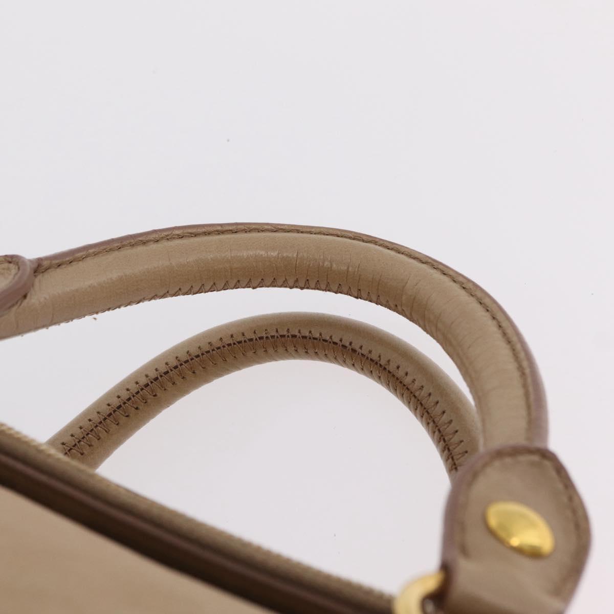 Miu Miu Side Ribbon Hand Bag Leather 2way Beige Gold Auth am12729V