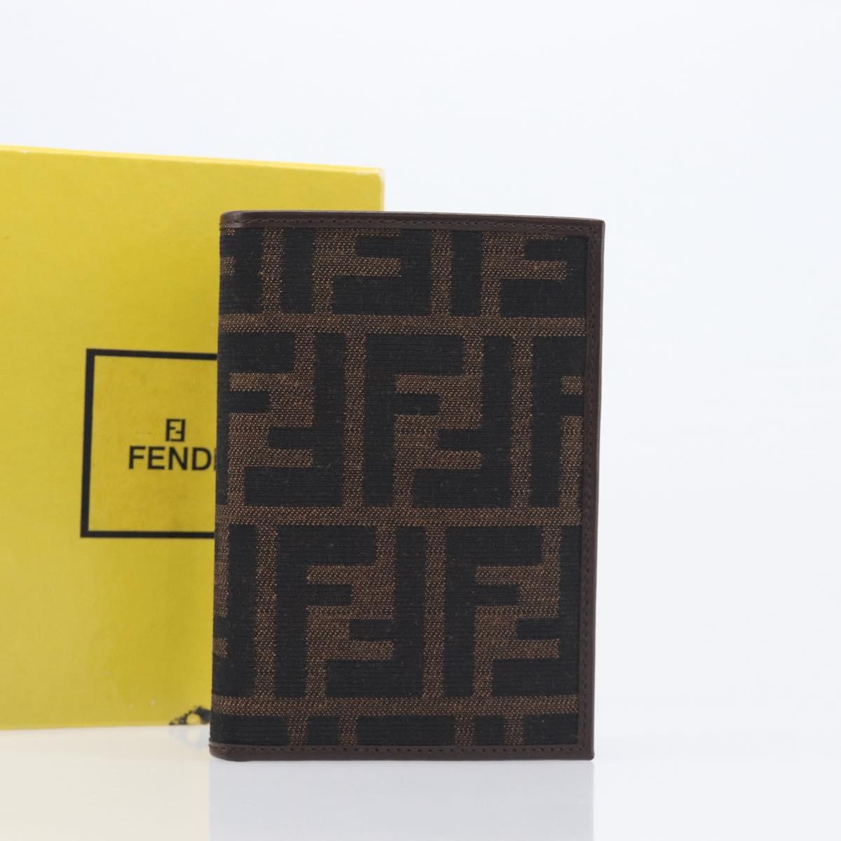FENDI Zucca Canvas Passport Case Brown Auth am12732M