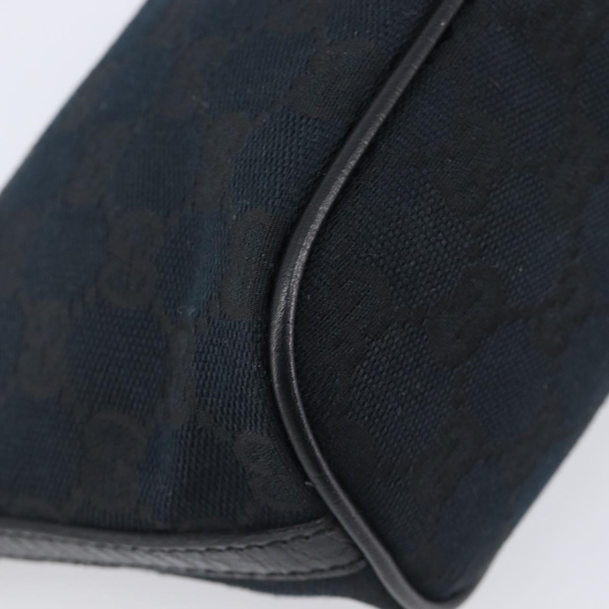 GUCCI GG Canvas Web Sherry Line Pouch Black Silver 141809 Auth am12736V