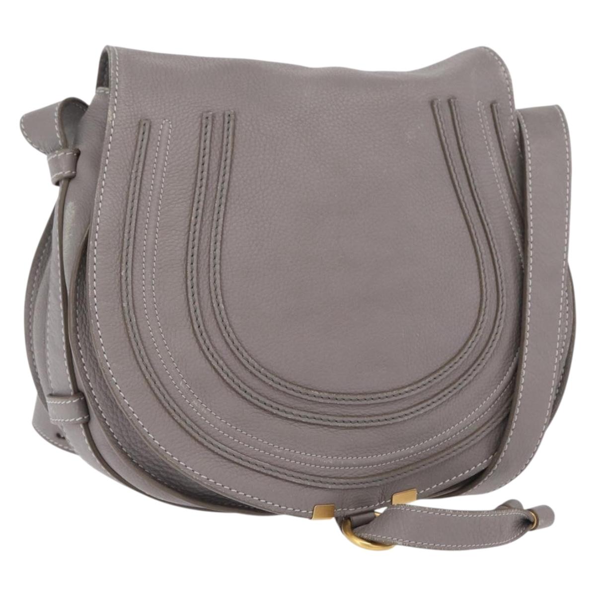 Chloe Mercy Shoulder Bag Leather Gray Gold Auth am12742V