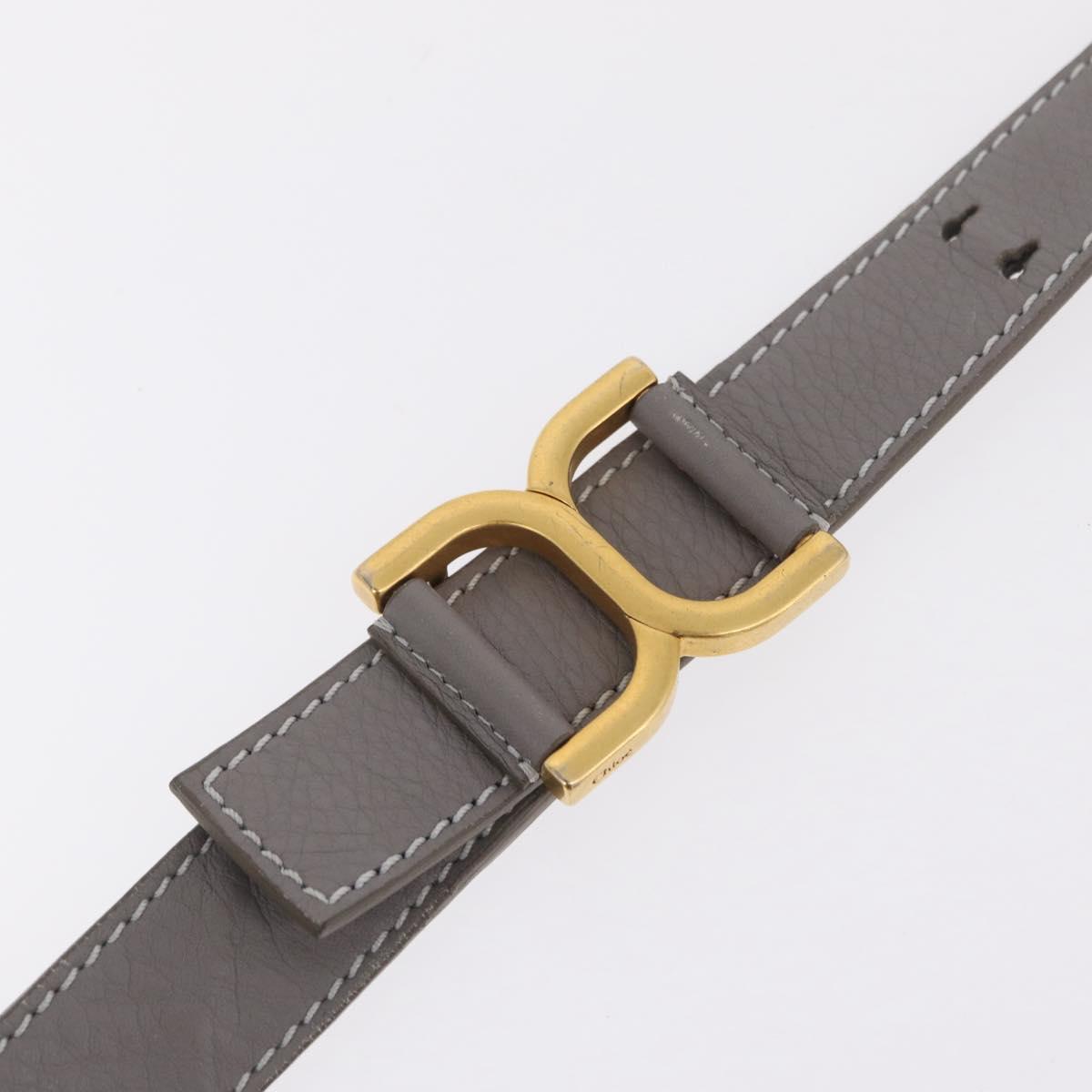 Chloe Mercy Shoulder Bag Leather Gray Gold Auth am12742V