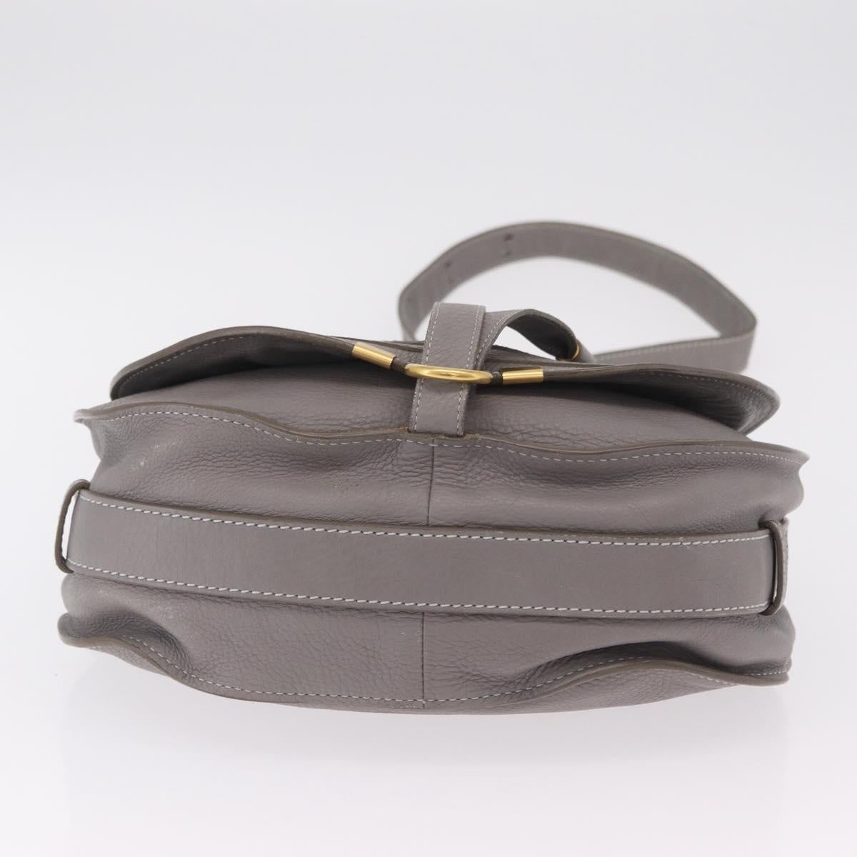 Chloe Mercy Shoulder Bag Leather Gray Gold Auth am12742V