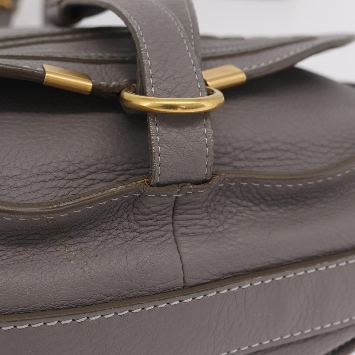 Chloe Mercy Shoulder Bag Leather Gray Gold Auth am12742V