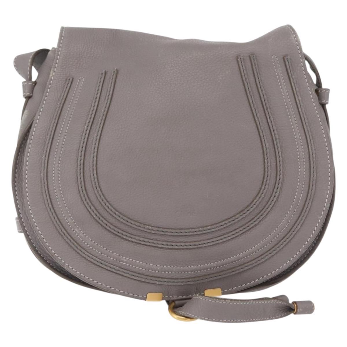 Chloe Mercy Shoulder Bag Leather Gray Gold Auth am12742V