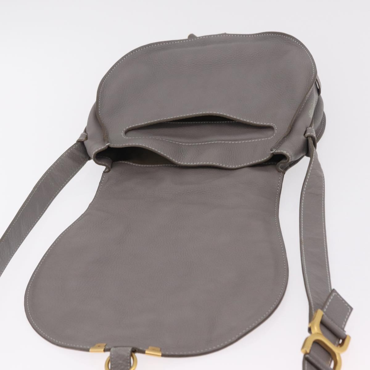 Chloe Mercy Shoulder Bag Leather Gray Gold Auth am12742V