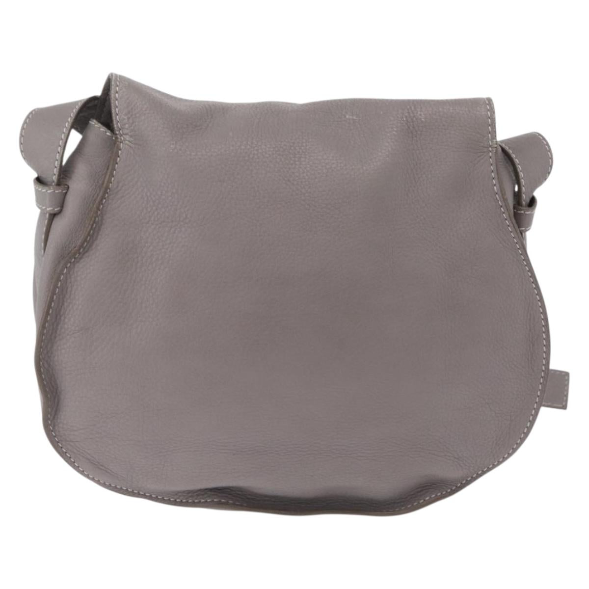 Chloe Mercy Shoulder Bag Leather Gray Gold Auth am12742V