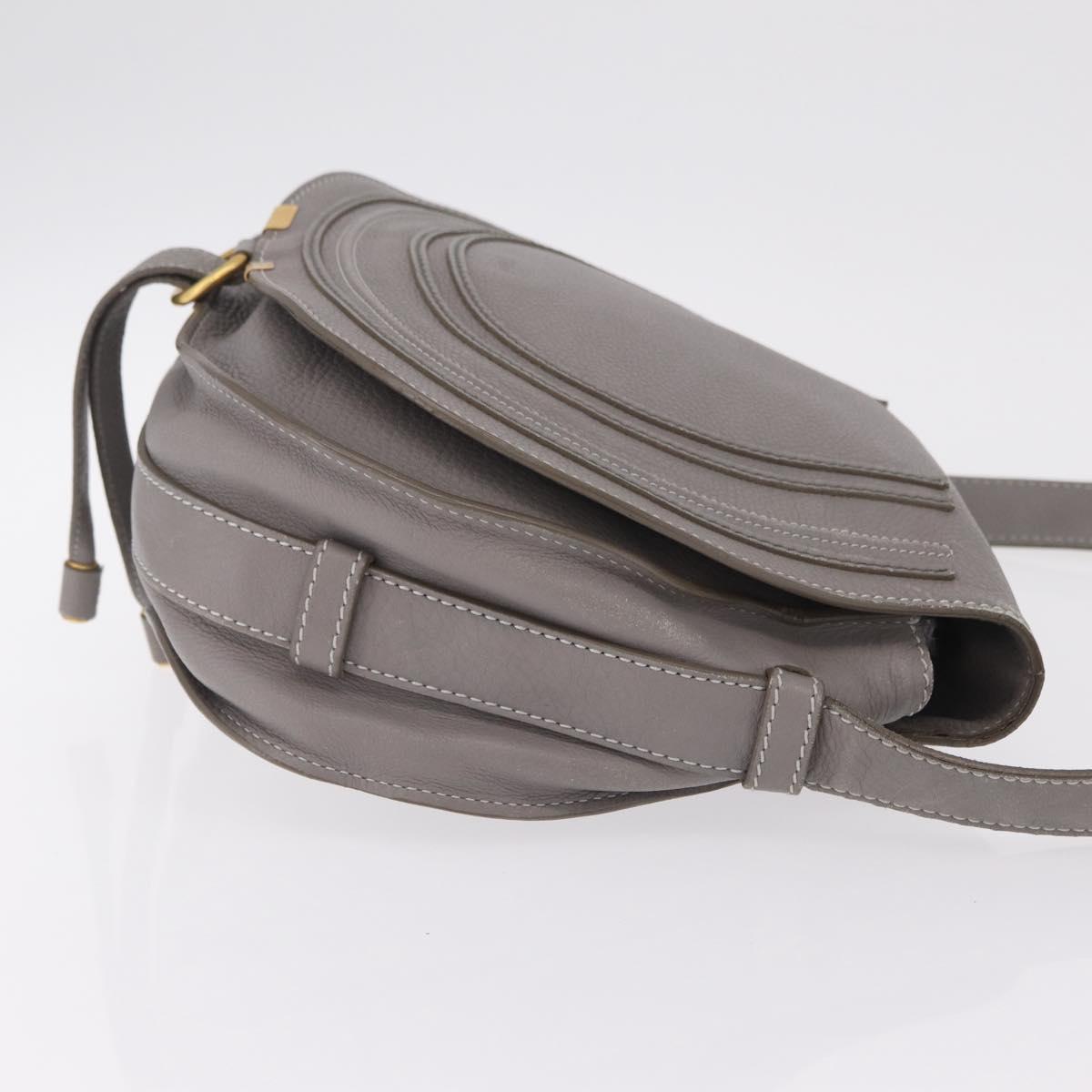 Chloe Mercy Shoulder Bag Leather Gray Gold Auth am12742V