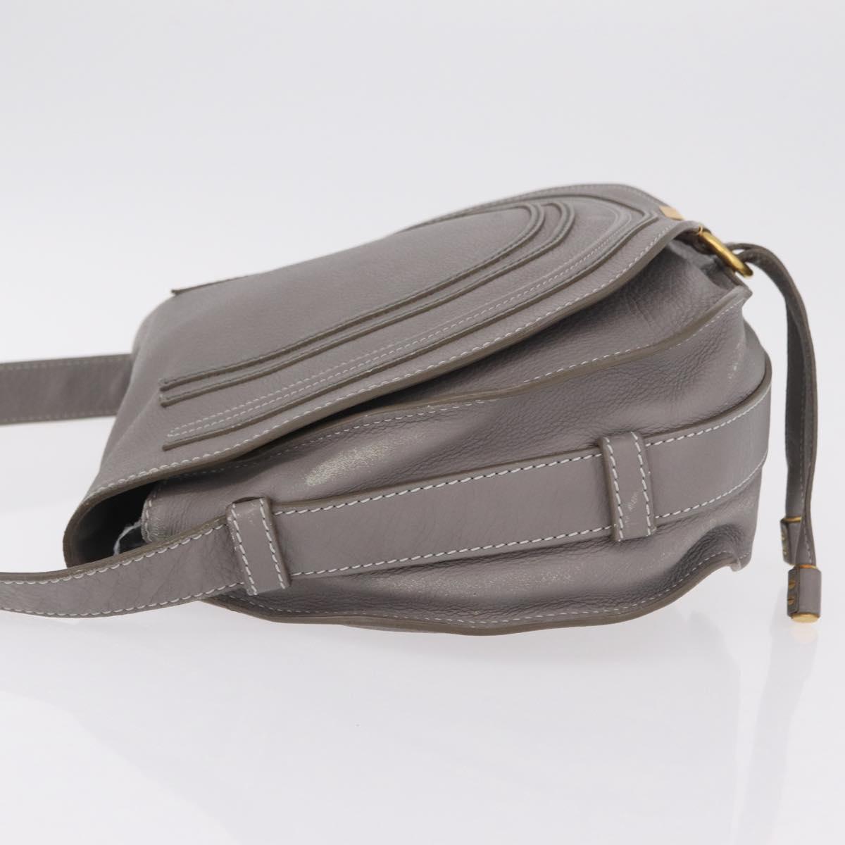 Chloe Mercy Shoulder Bag Leather Gray Gold Auth am12742V
