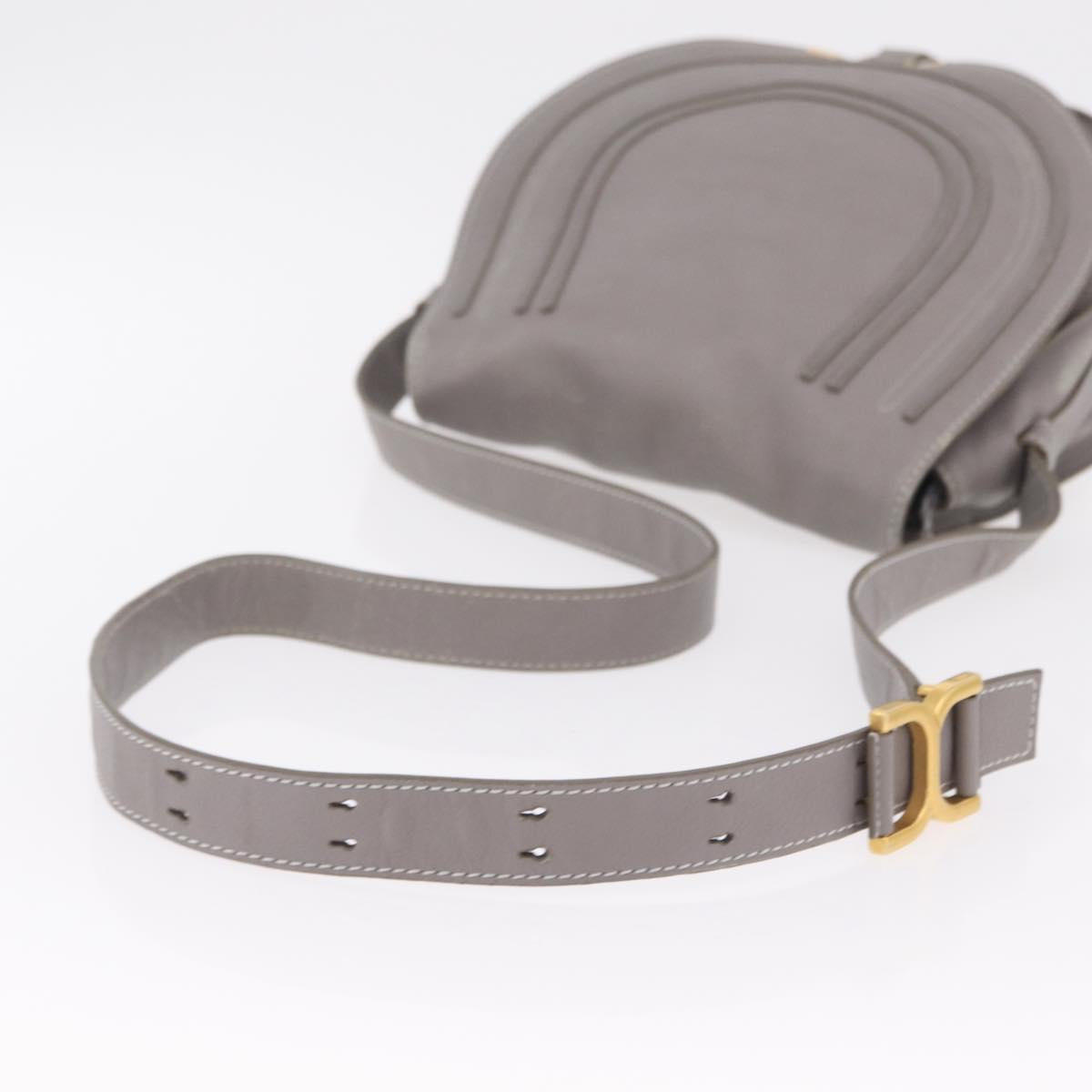 Chloe Mercy Shoulder Bag Leather Gray Gold Auth am12742V