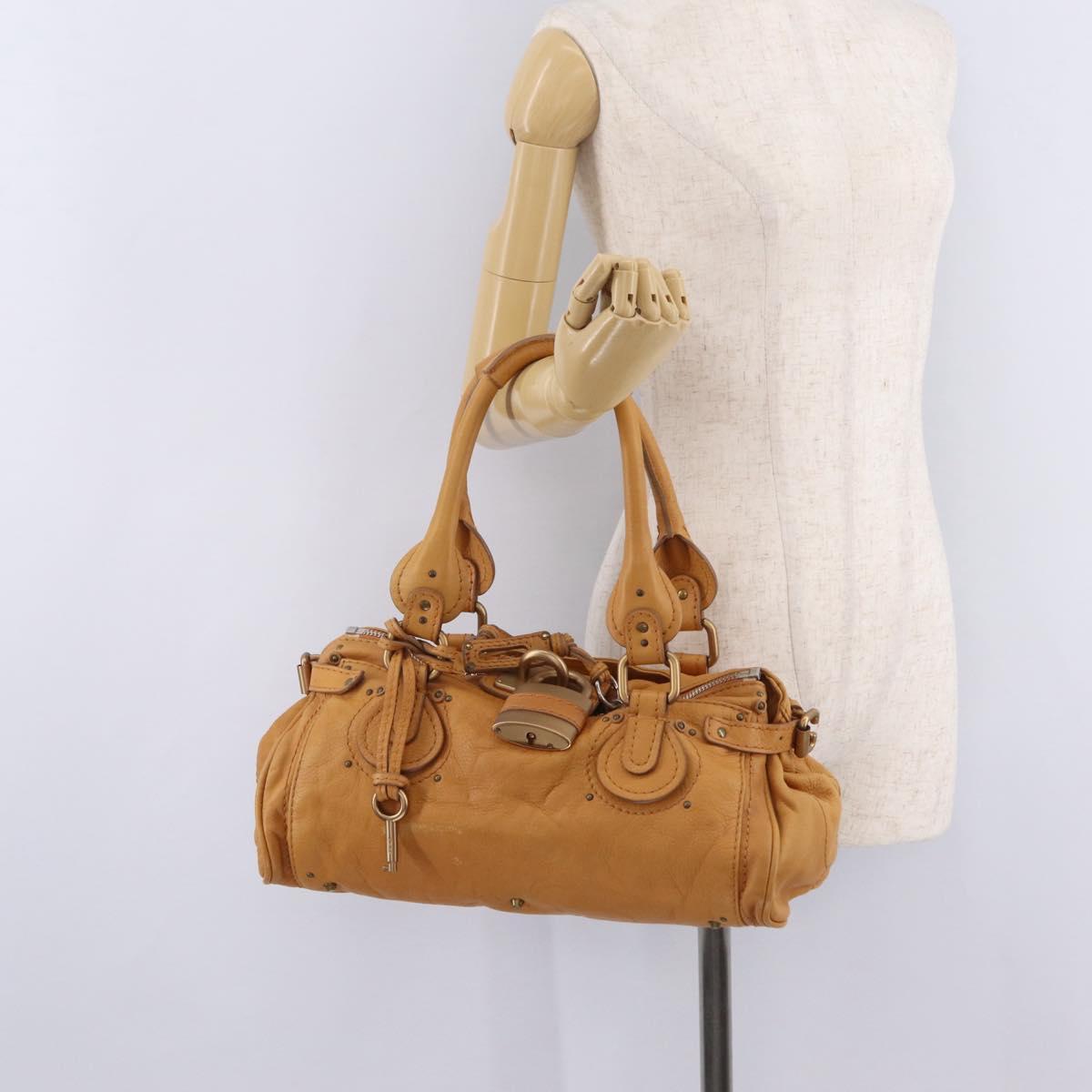Chloe Paddington Hand Bag Leather Brown Gold Silver Auth am12746V