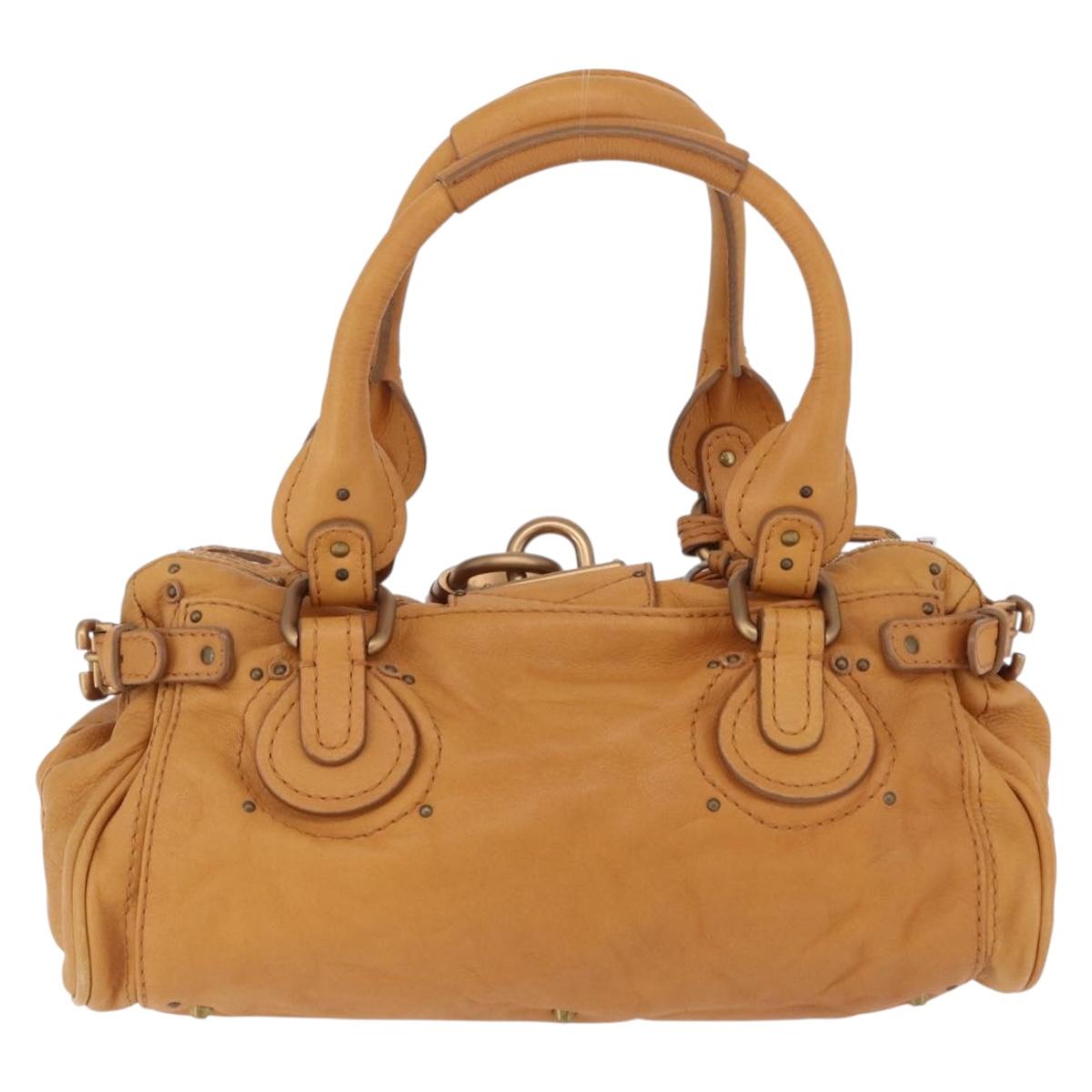 Chloe Paddington Hand Bag Leather Brown Gold Silver Auth am12746V