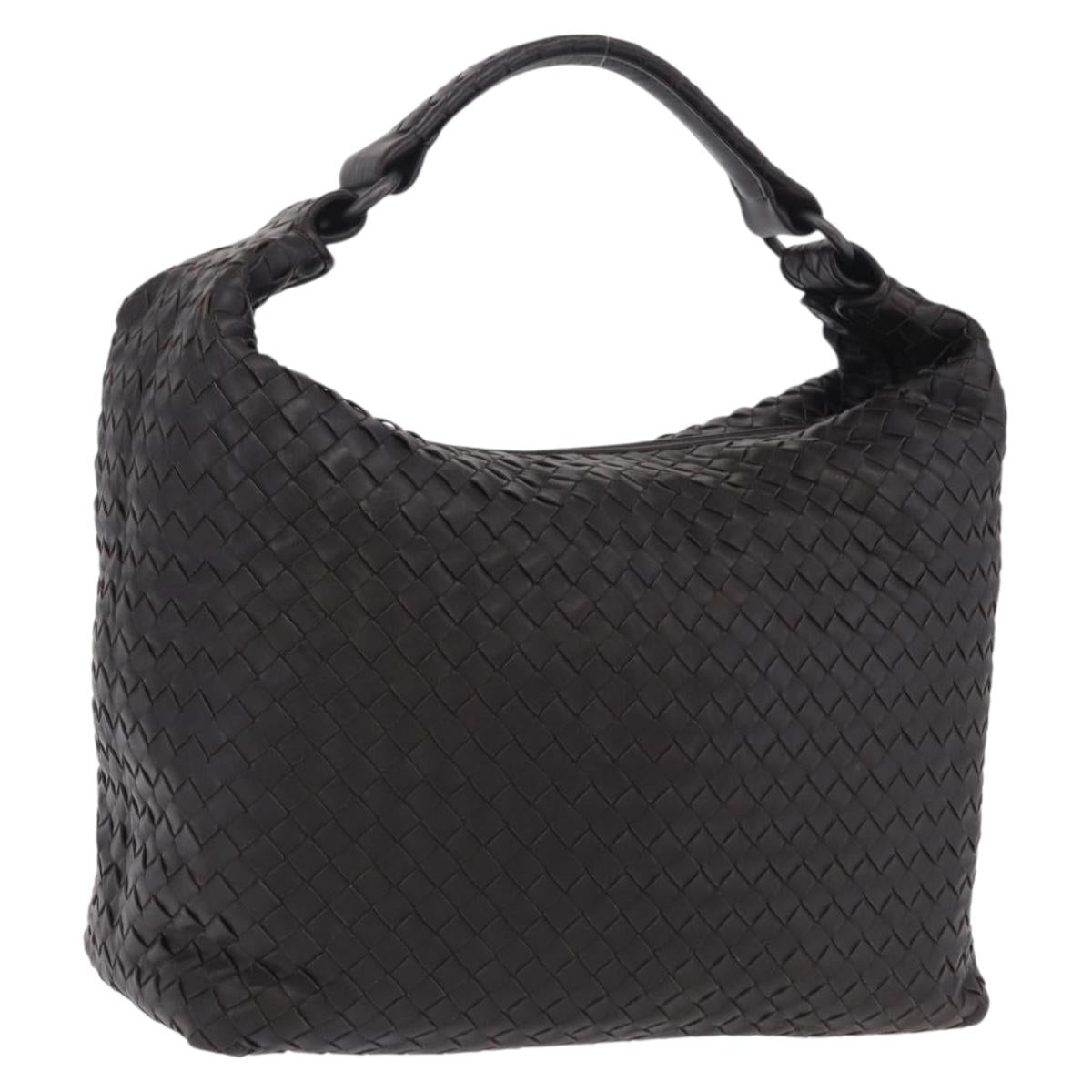 Bottega Veneta INTRECCIATO Shoulder Bag Leather Dark Brown Auth am12747SAM