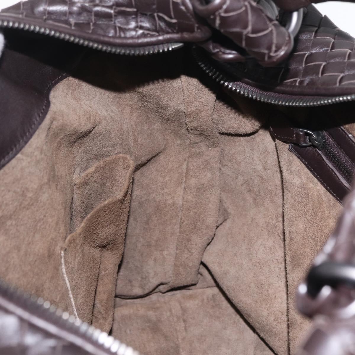 Bottega Veneta INTRECCIATO Shoulder Bag Leather Dark Brown Auth am12747SAM