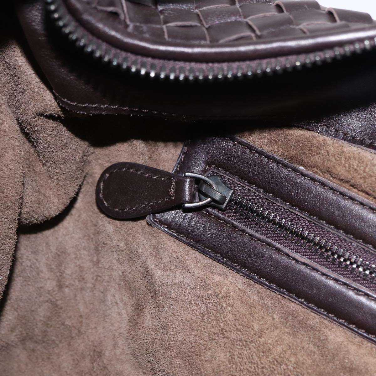 Bottega Veneta INTRECCIATO Shoulder Bag Leather Dark Brown Auth am12747SAM