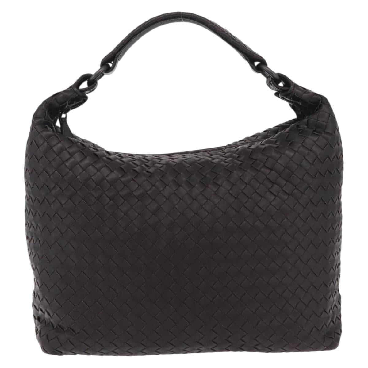 Bottega Veneta INTRECCIATO Shoulder Bag Leather Dark Brown Auth am12747SAM